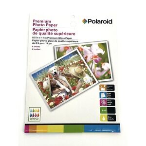 NEW Polaroid Premium Photo Paper 8.5"X11" Premium Gloss 8 Sheets Bright White